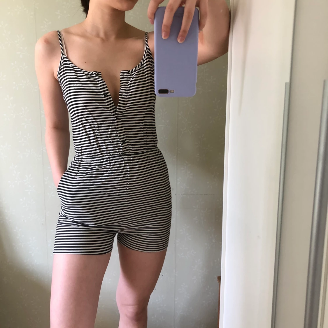 Svart/vit randig jumpsuit