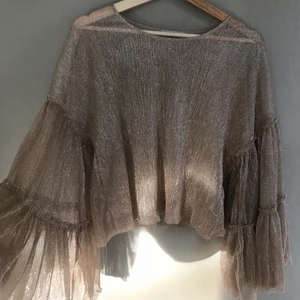 Tröja Zara - Superfin tröja från Zara. Guldglittrigt runt material med utsvängda armar. Passar strl S-L. Frakt ingår ej.