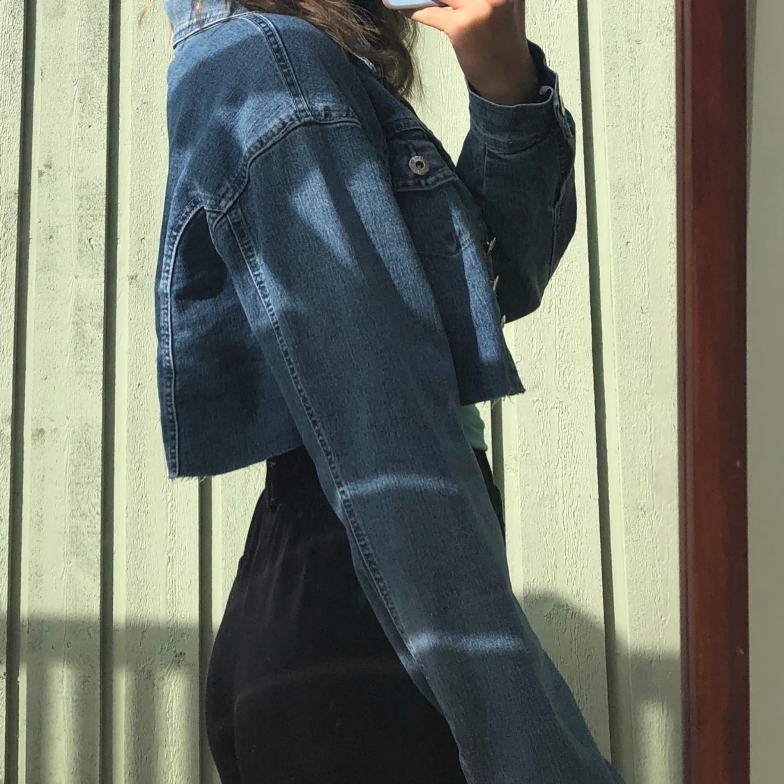 Croppad jeansjacka - 90