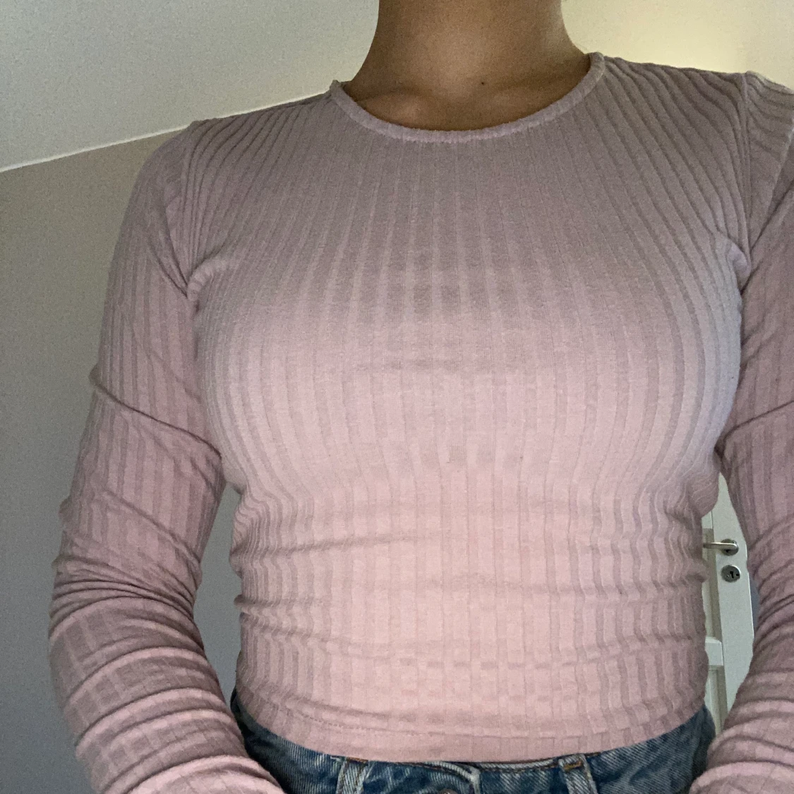 Ribbad tröja med knytning - 90