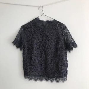  - Säljer denna fina spets-tröjan från Zara! Färgen är mörkgrå. Aldrig använd, endast testad därmed i topp-skick! Storlek M