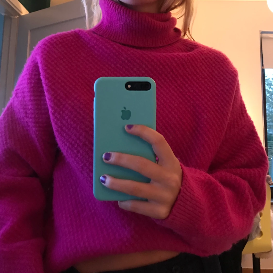 Rosa stickad tröja - 90