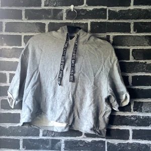 Fin grå Hoodie  - Säljer åt min syster: grå kortärmad Hoodie från hm, storlek L men väldigt liten i storlek. fråga för fler bilder:)