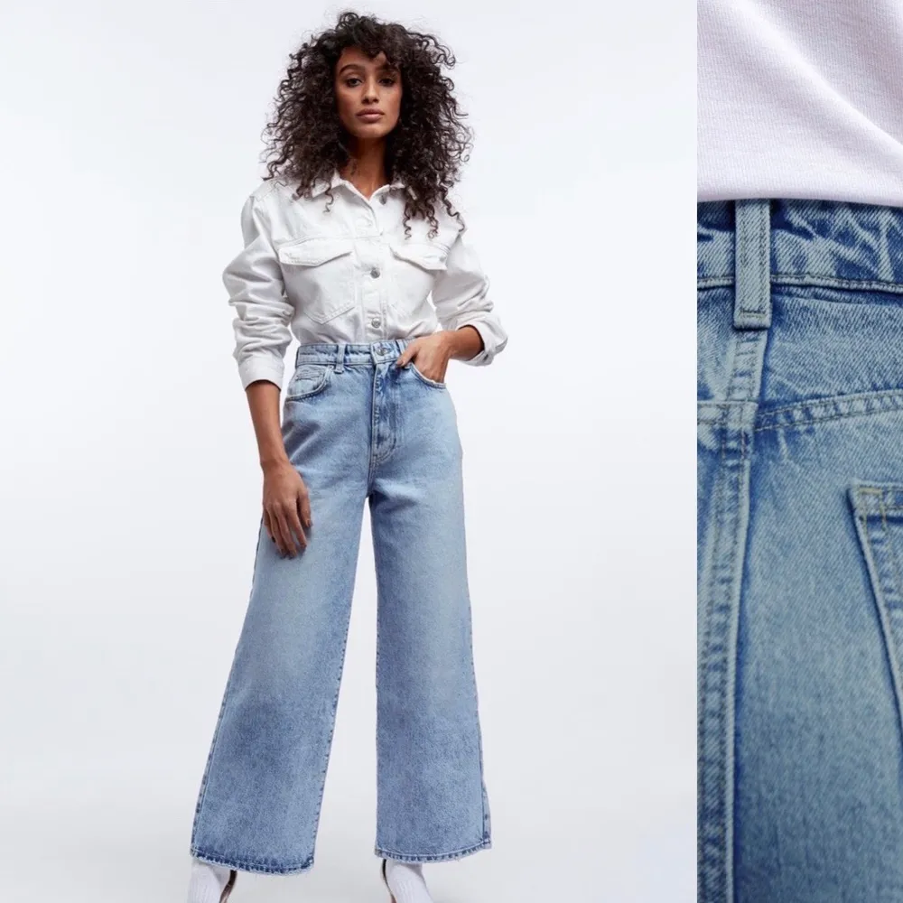 Skitsnygga jeans idun från Gina, tighta och höga i midjan vida nedtill. Storlek 38.. Jeans & Byxor.