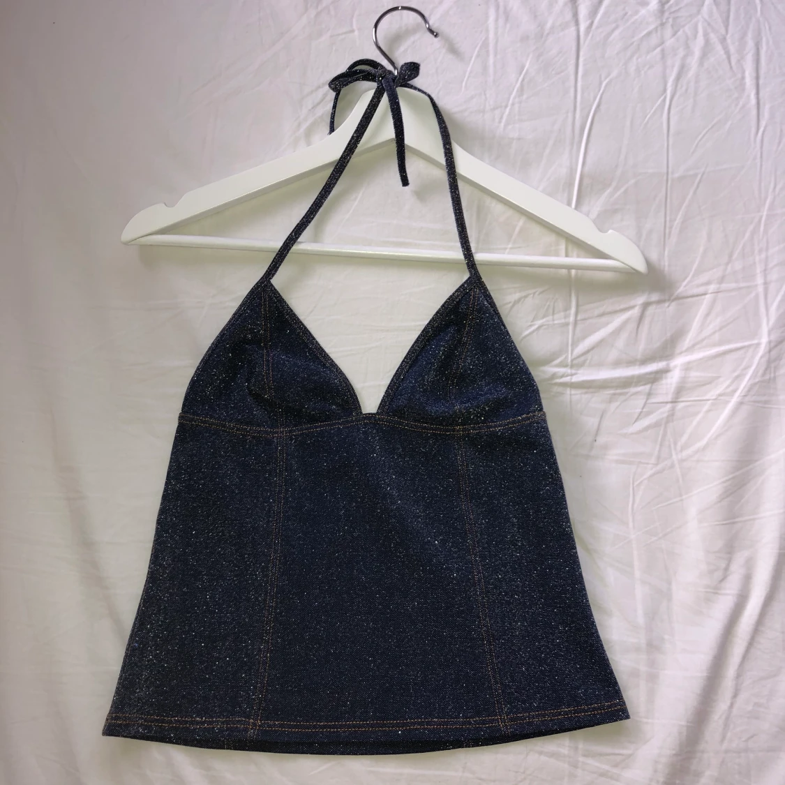 Glittrig halternecktopp y2k