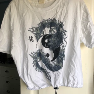 T-shirt med tryck - Cool t-shirt med tryck i en kortare modell. Köpt från Urban outfitters för 350 kr. Inte mycket använd.