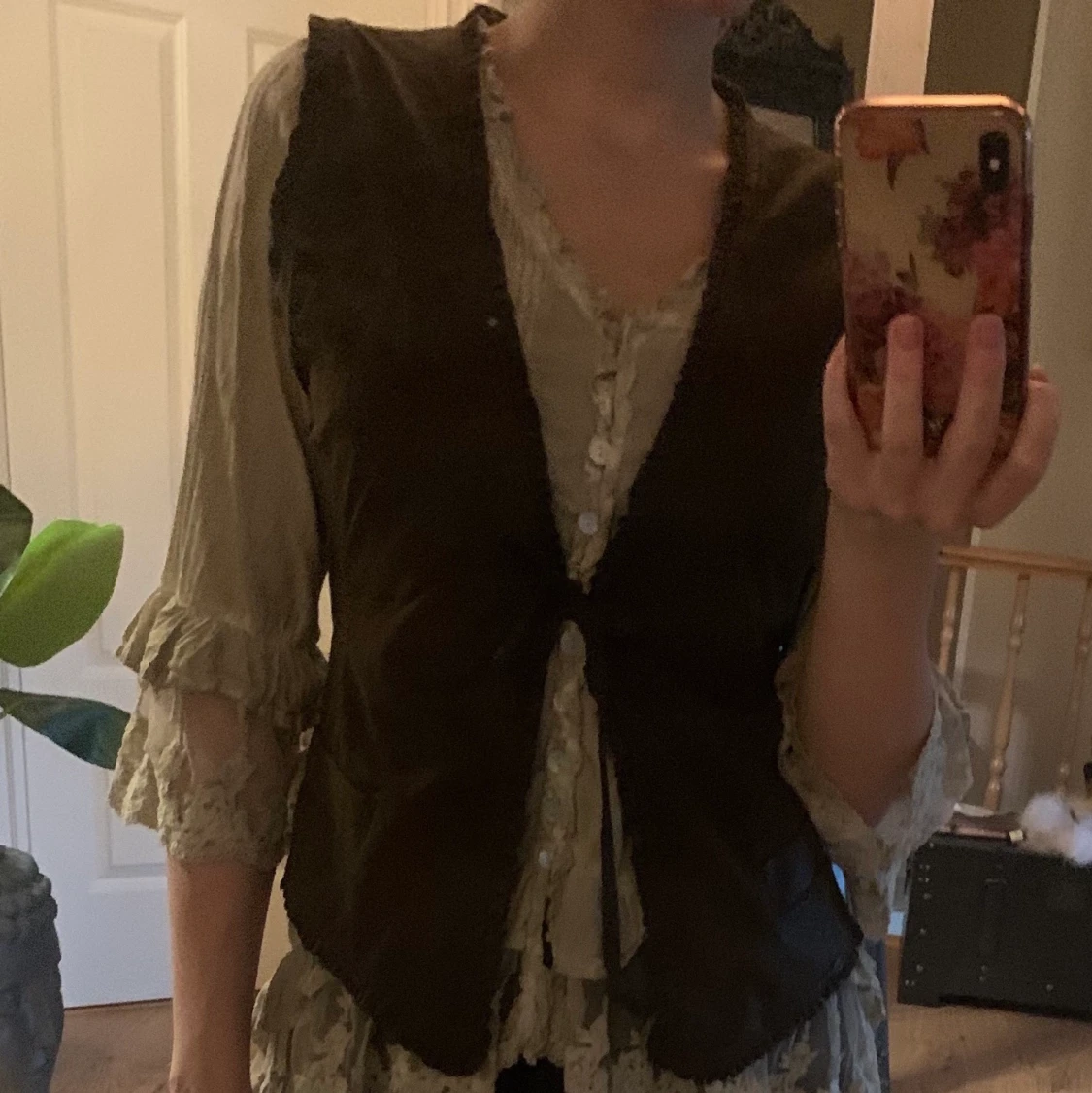 Brun väst i mocka - 90