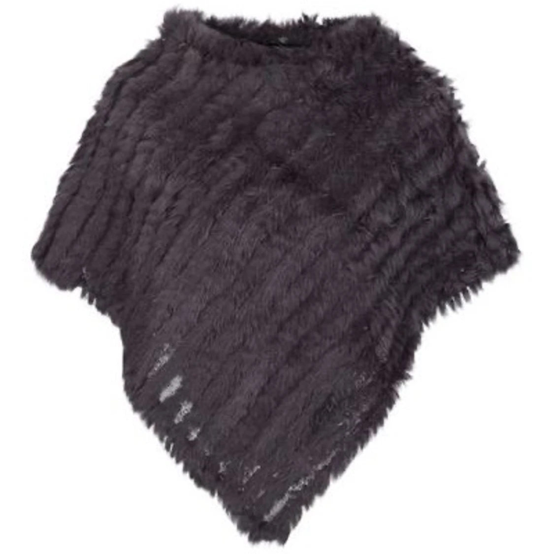 Pälsponcho mörkgrå