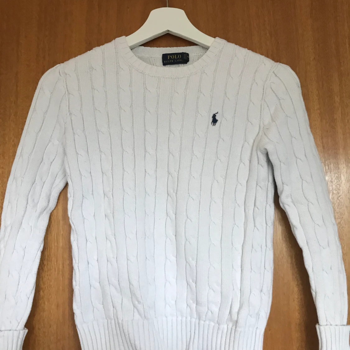 Vit kabelstickad från Ralph lauren