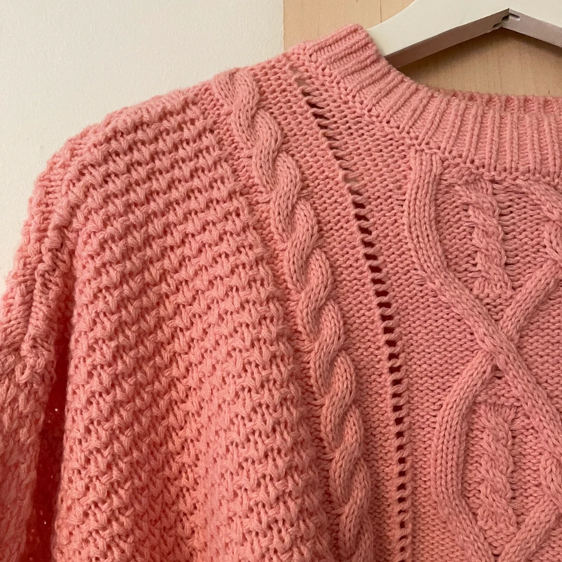 Rosa stickad tröja - 90