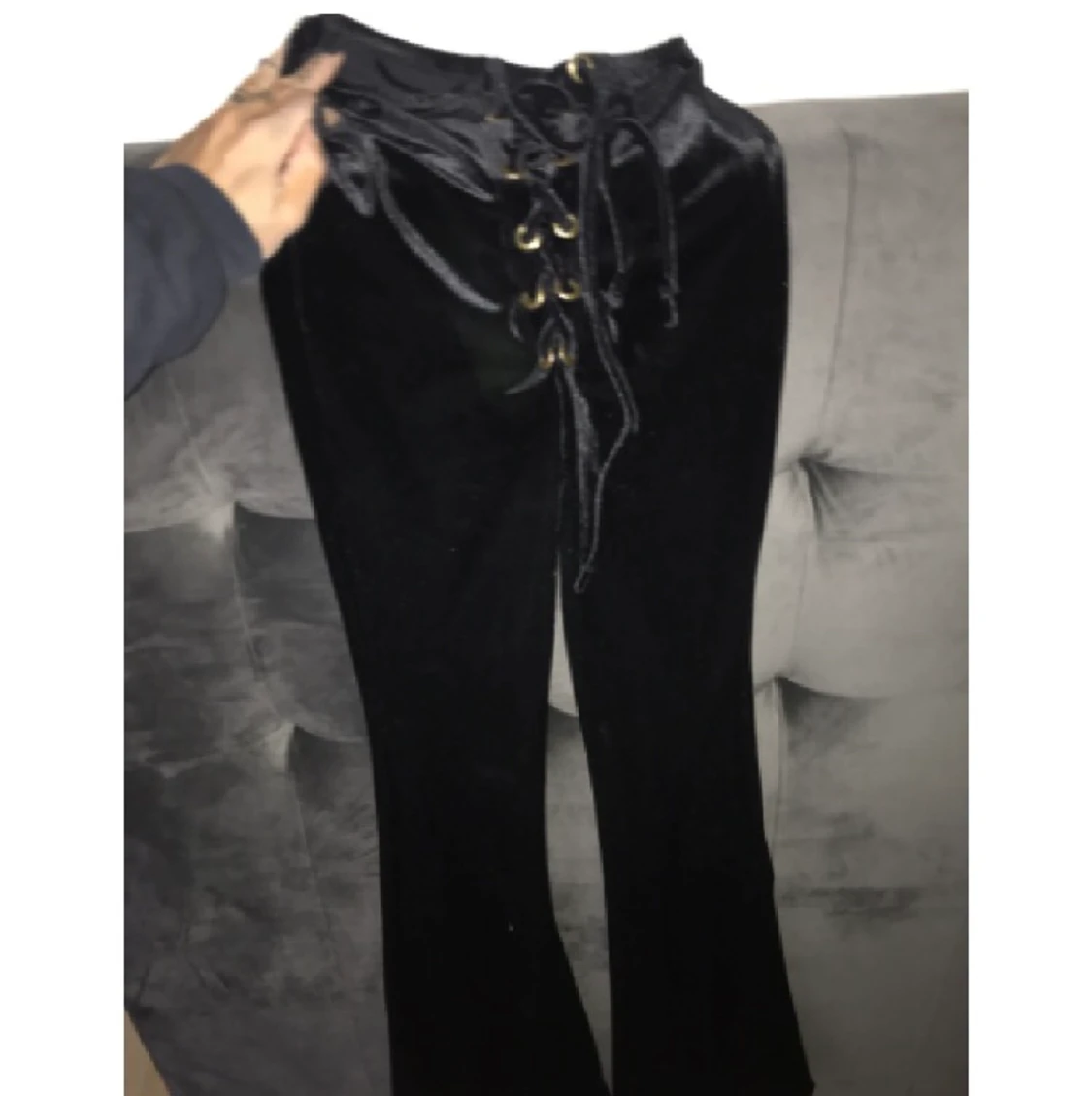 Bootcut velour med snöre - 90