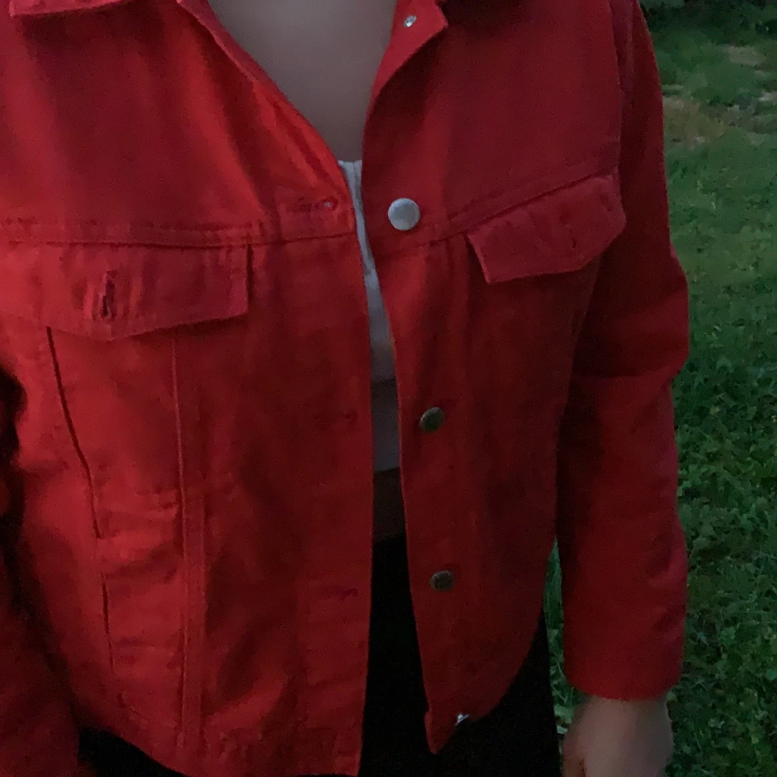 Jeans jacka röd  - 90