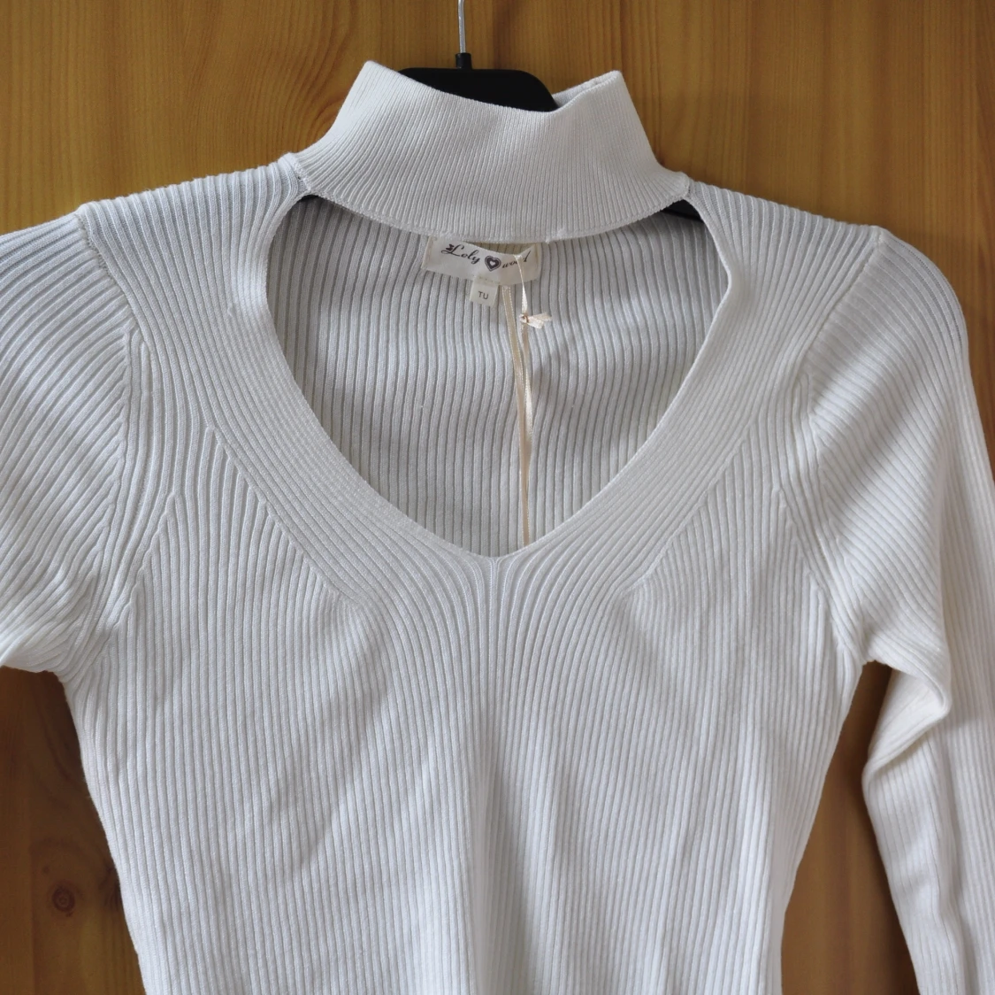 Ny vit Chelsea chocker topp tröja v-ringad fest ribbat stickat - 91