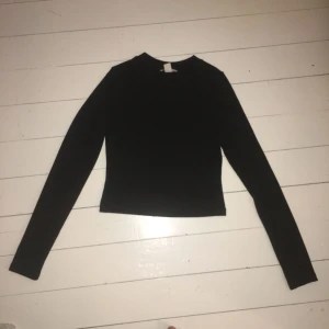  - En svart långärmad tröja, slutar vid midjan. Armarna är ganska långa så man kan antingen vika in dem eller sy upp om man tycker dem är för långa. I "ribbat" material. Minst 1 år gammal men sparsamt använd. Ganska stretchigt tyg så funkar på M Köparen står för frakten