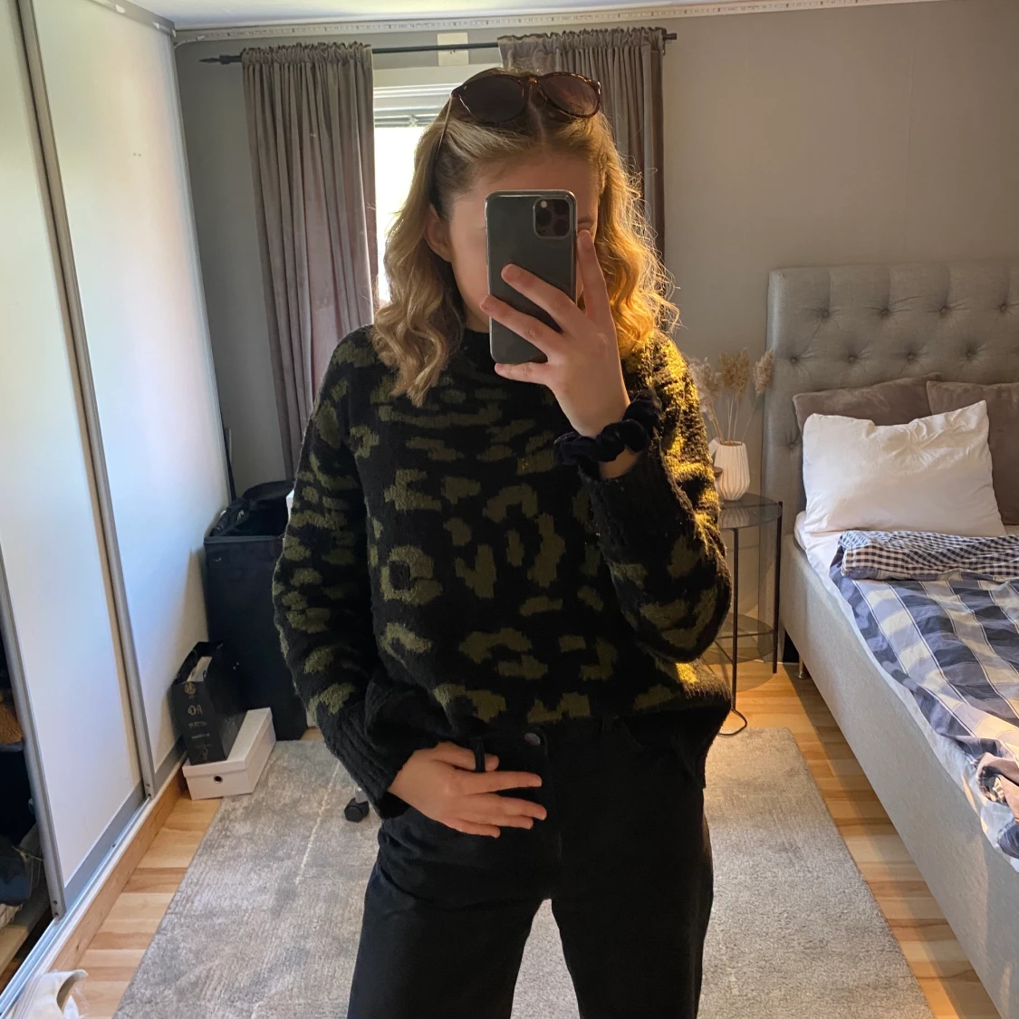 Stickad leopard tröja  - 91