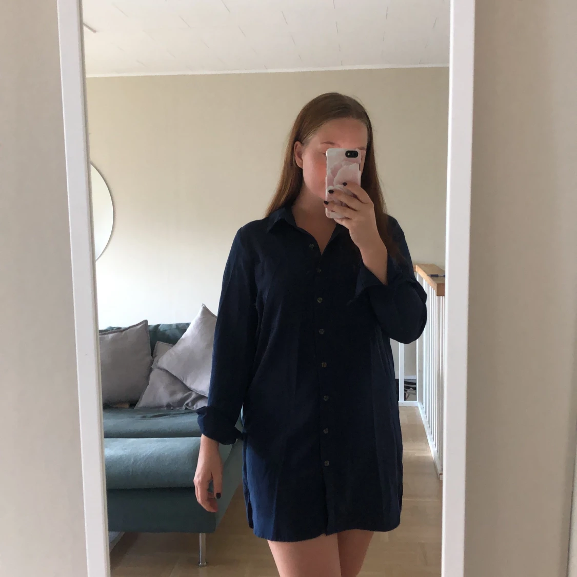 Marinblå skjortklänning