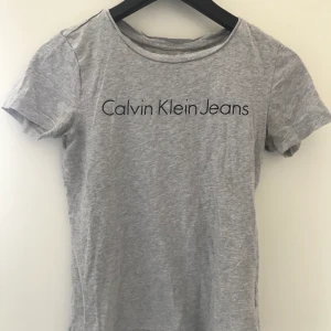 Calvin Klein t-shirt, strl: xs - Grå T-shirt från Calvin Klein med svart logga fram. Fint skick! Storlek XS men hade kunnat passa S också 🌸