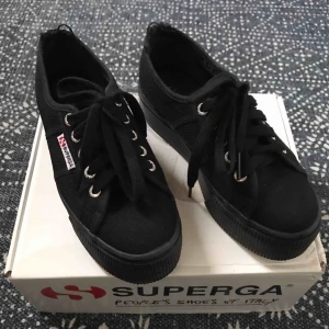  - Superga cloth trainers with platform. Have been worn just a few times, but have some weary signs at the back. 