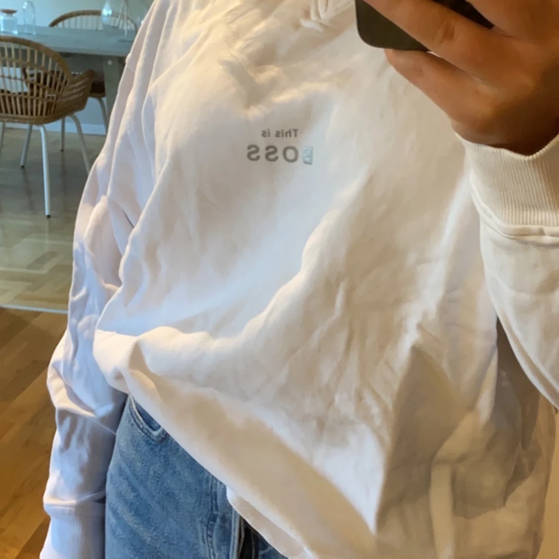 Vit collegetröja - 90