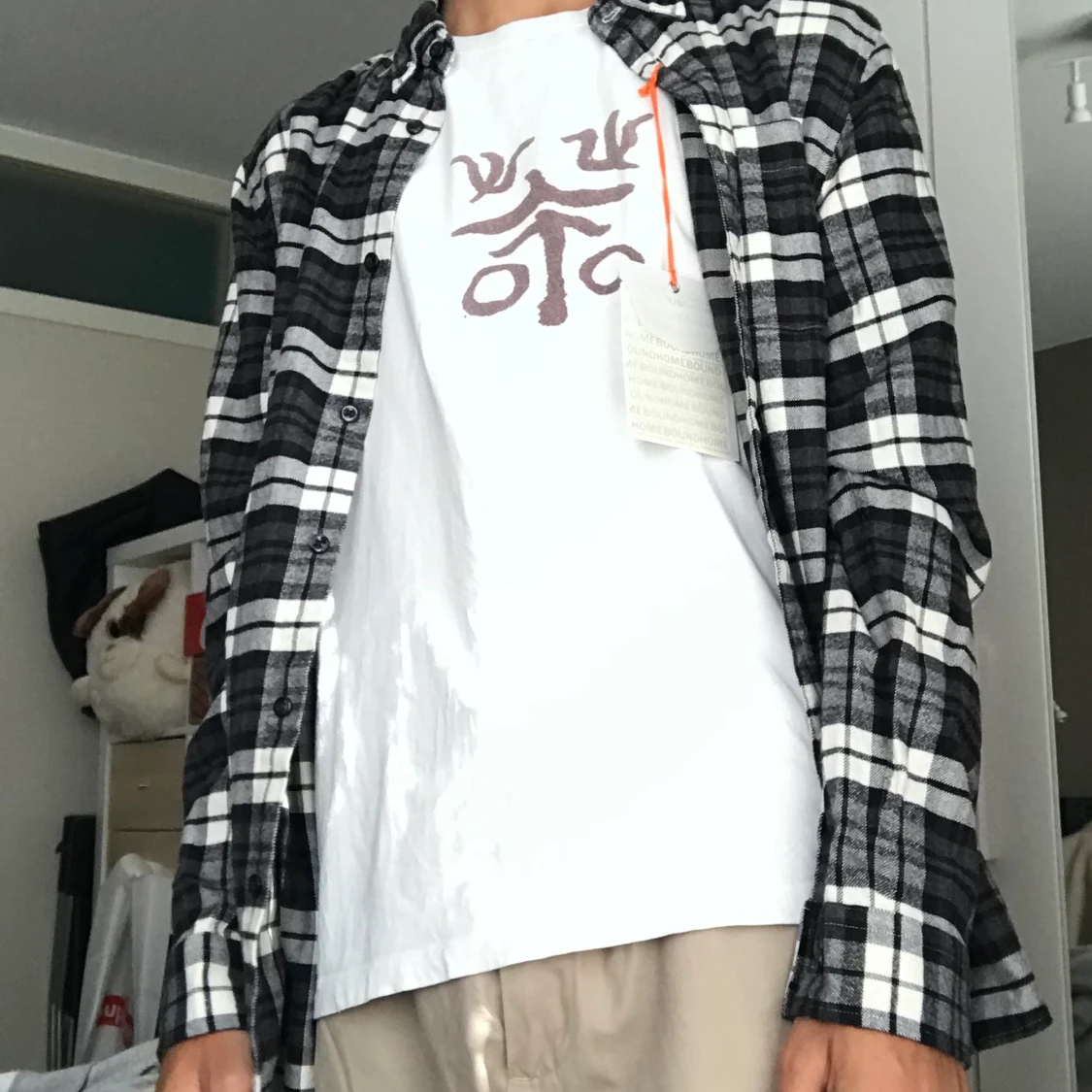 Svart/vit flanellskjorta Small - 90