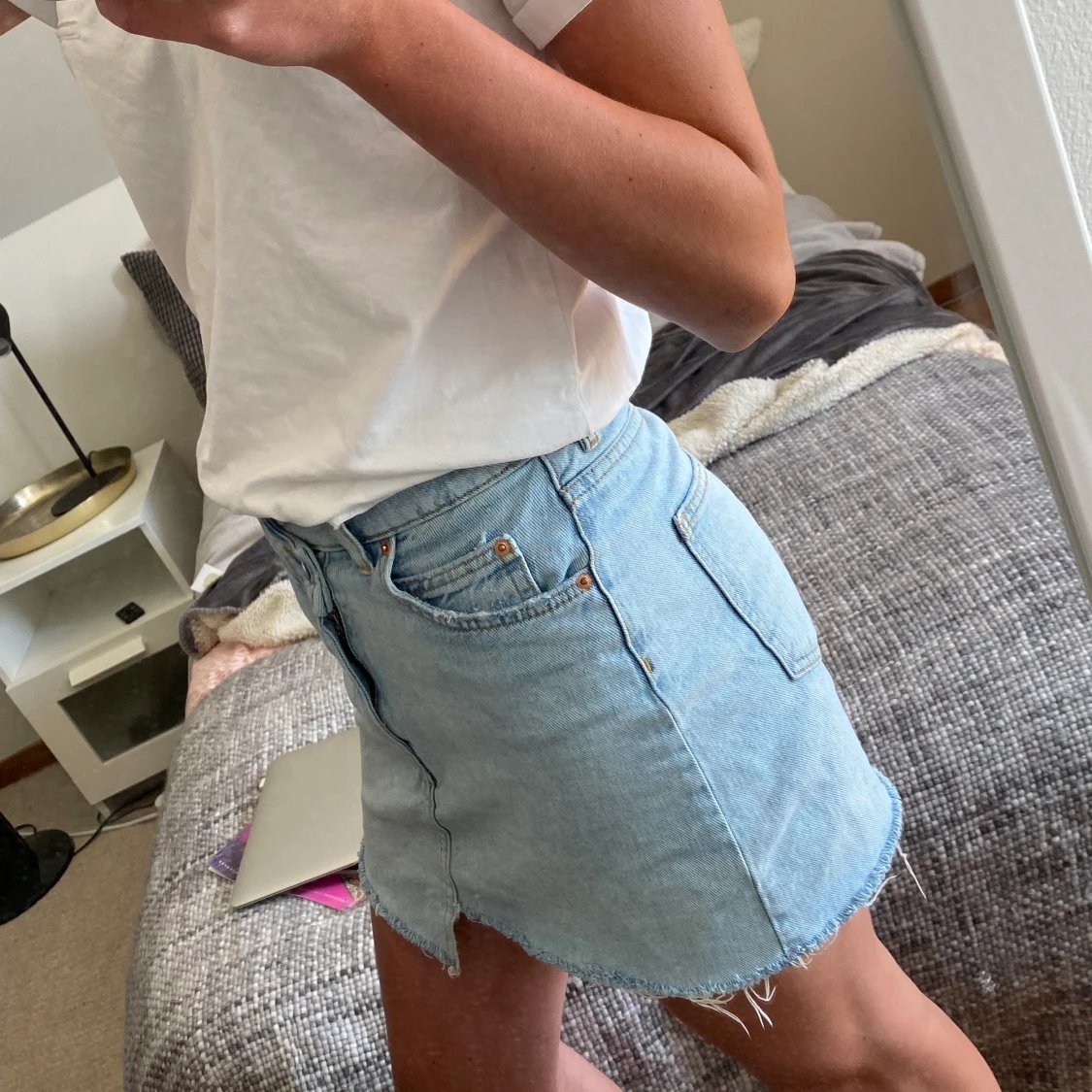 Asymmetrisk jeanskjol - 90