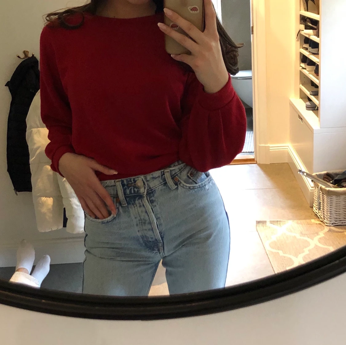 röd tröja med knyte - 90