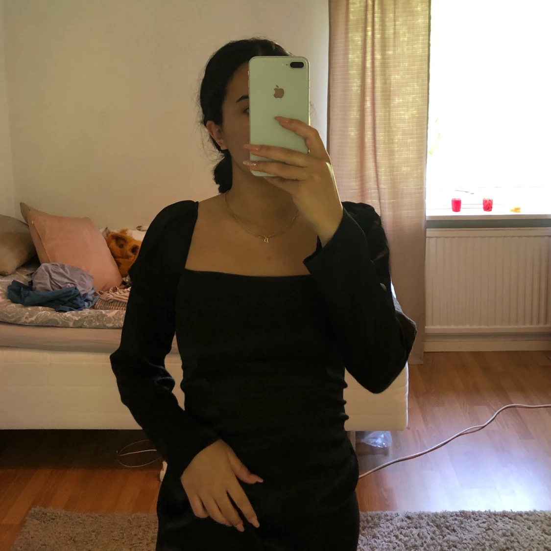 Svart tröja i silke  - 90