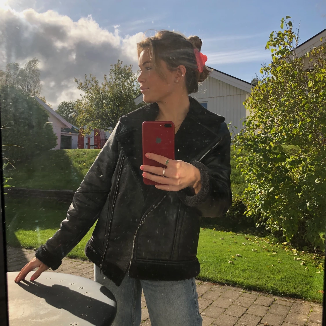 Fodrad skinnjacka  - 91