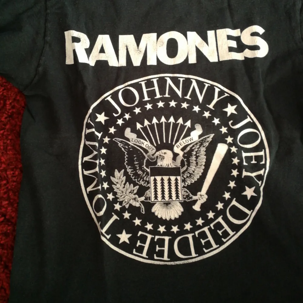 Bandtröja med Ramones. Ej officiell. Trycket är lite slitet (se andra bilden) men annars i gott skick. Använder helst Swish. Köparen står för frakt!. T-shirts.