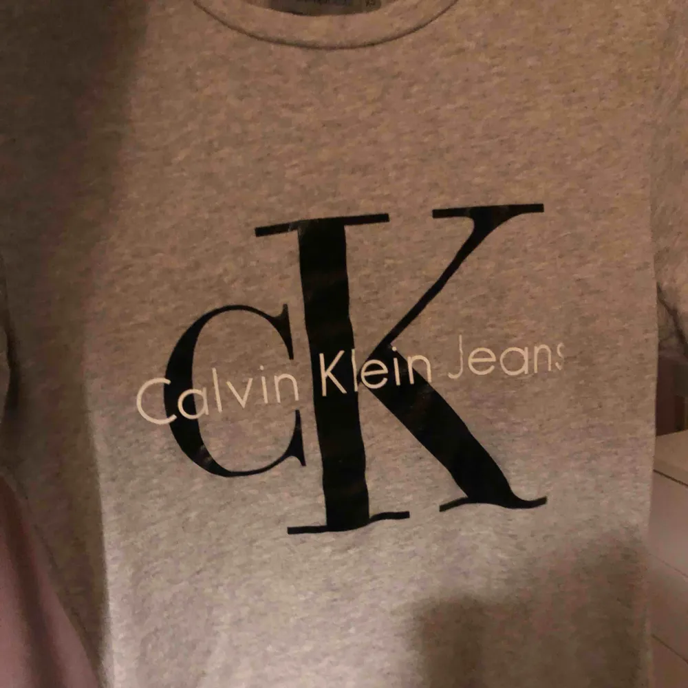 Säljer en ljusgrå Calvin Klein tshirt som knappt är använd. Frakt tillkommer! . T-shirts.