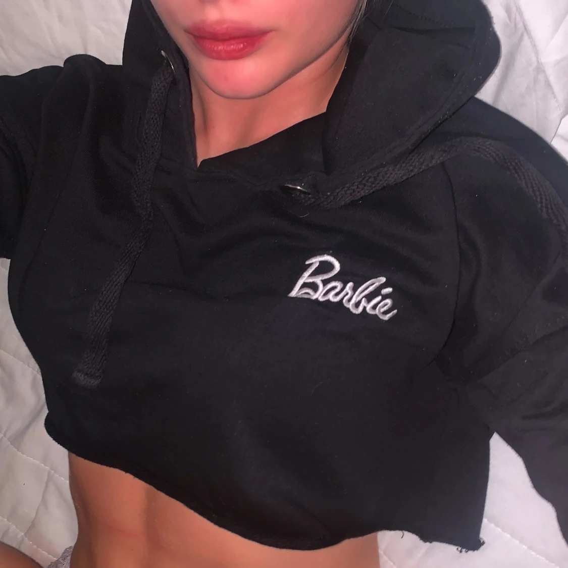 Cropped Hoodied Barbie sweater