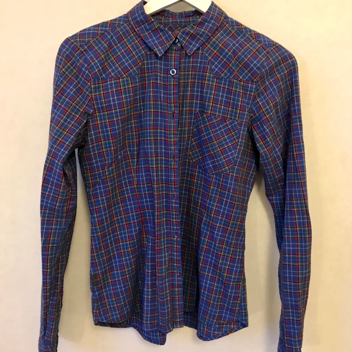 Rutig blå skjorta, 100% bomull, 36