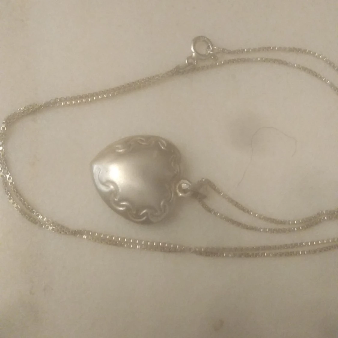 Silver chain necklace with heart pendent. Sterling silver 925.  - 90