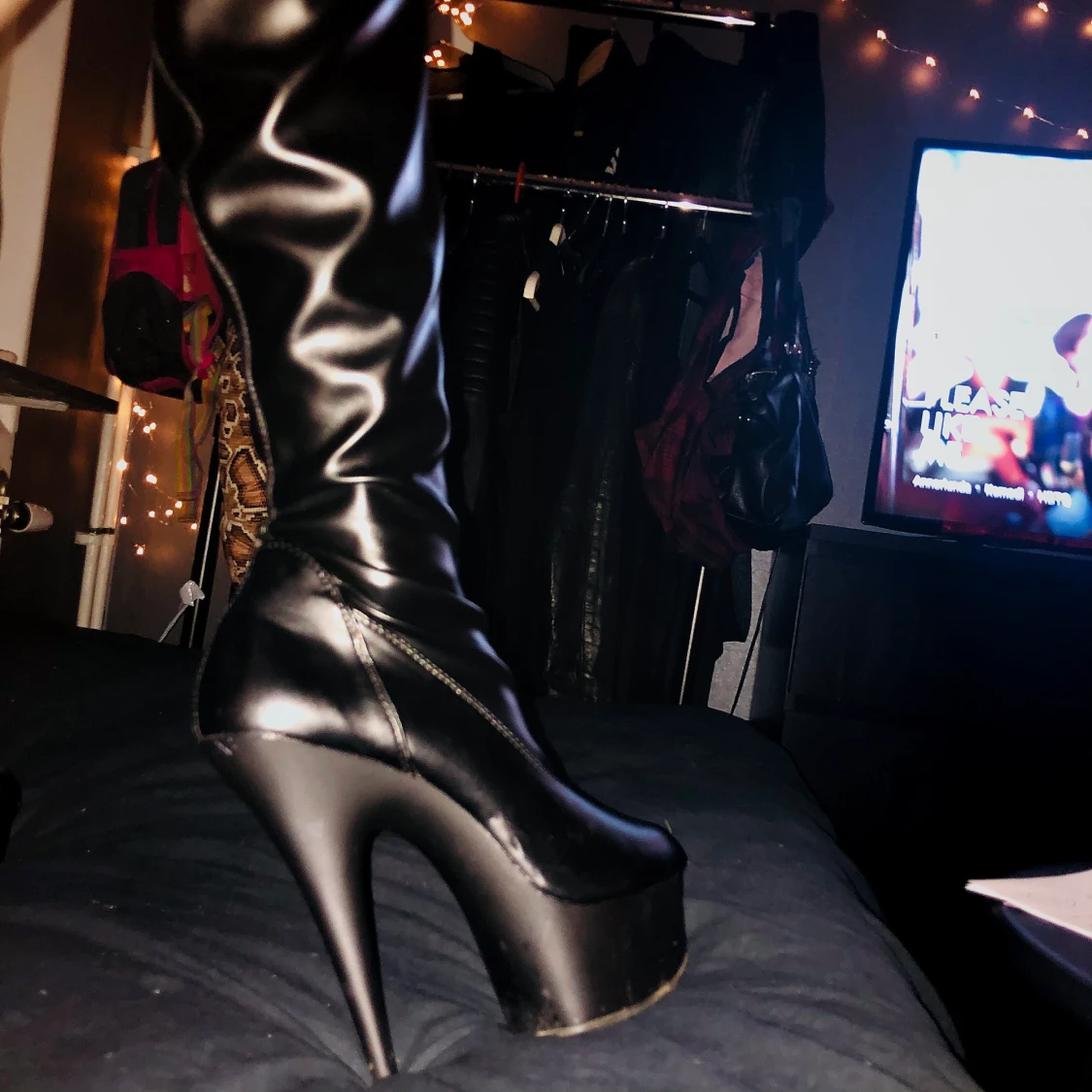 Sexy Overknee leather heels  - 90