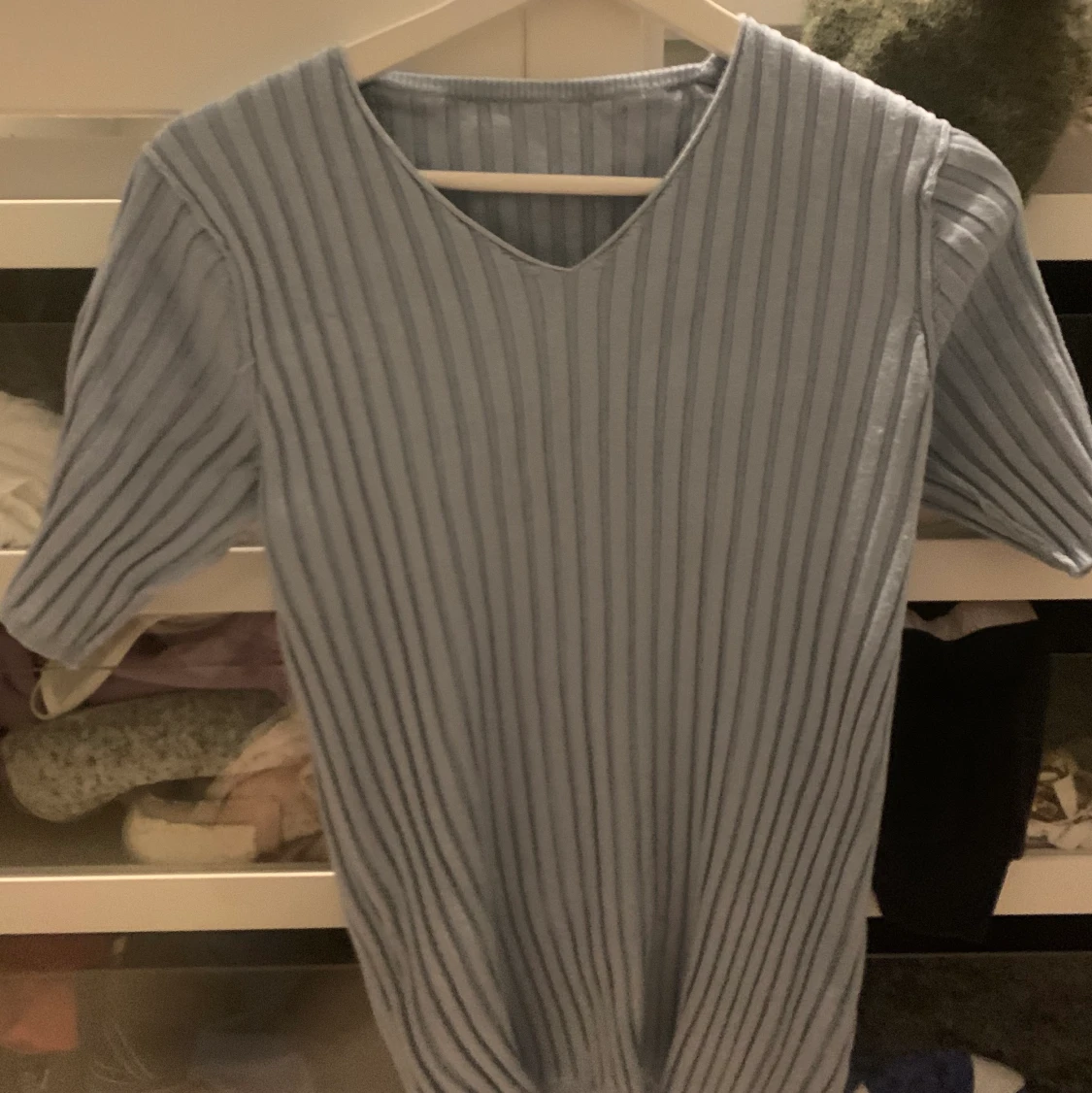 Blå ribbstickad tröja 💜 - 90