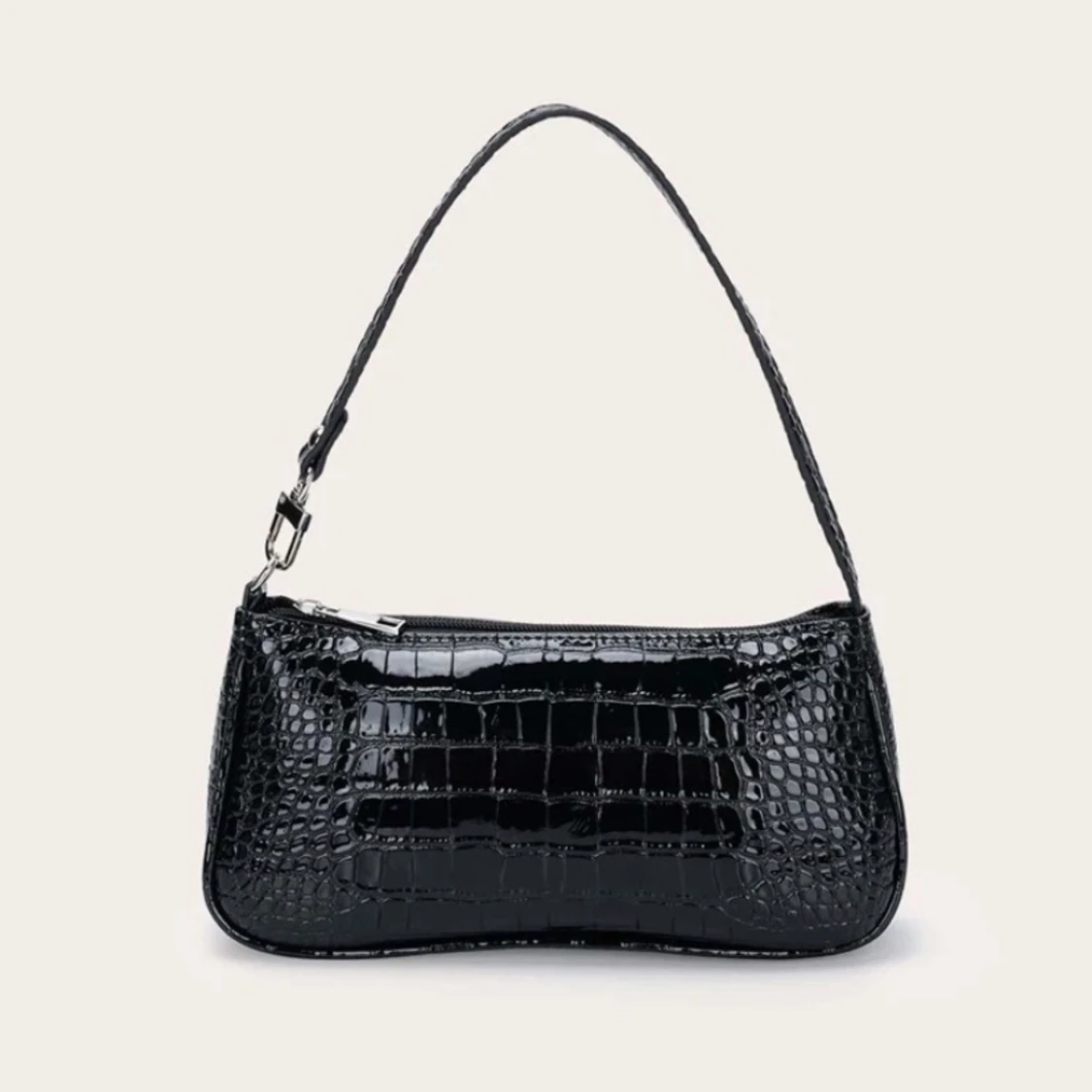 Svart krokodilläder axelväska  - 90