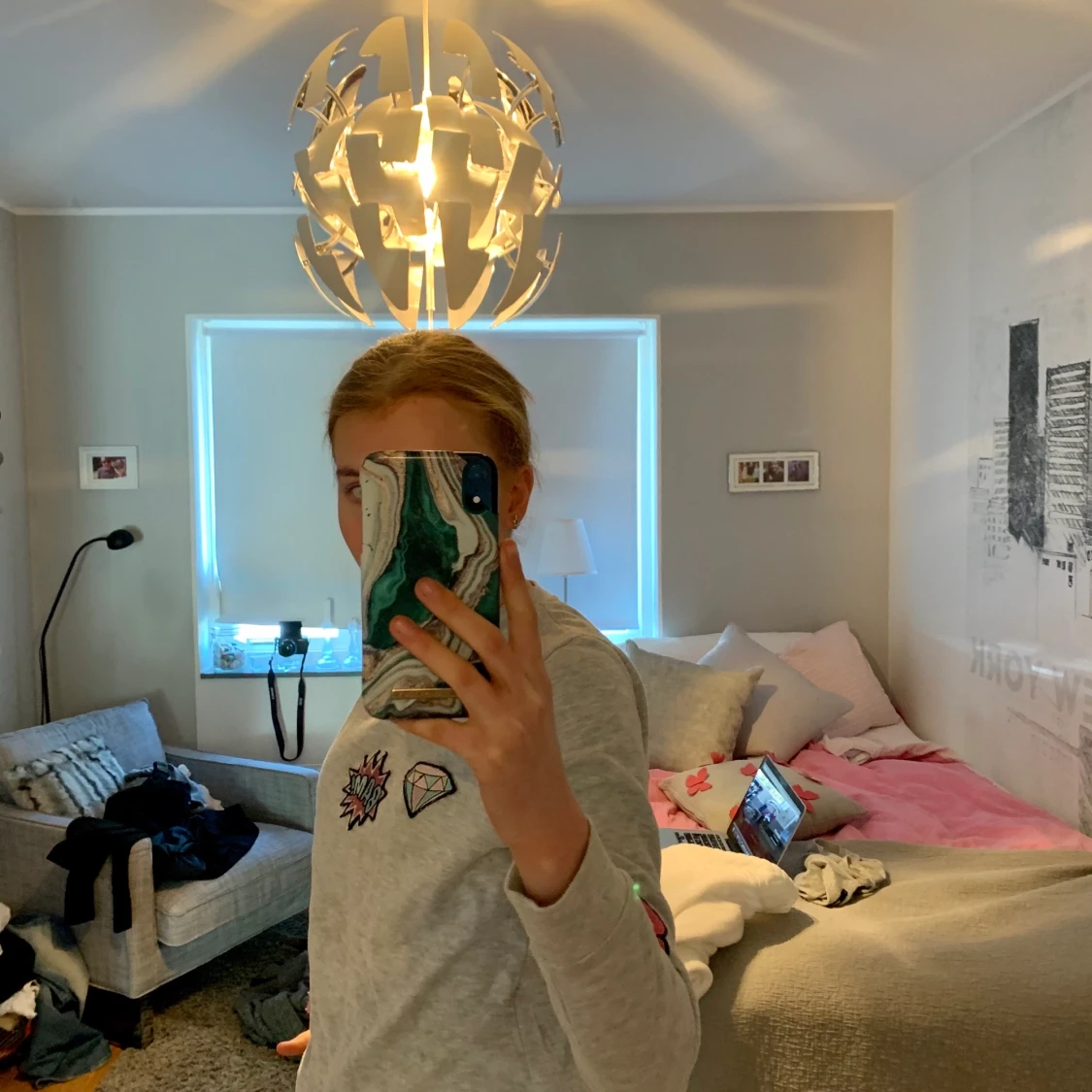 Grå collegetröja  - 90