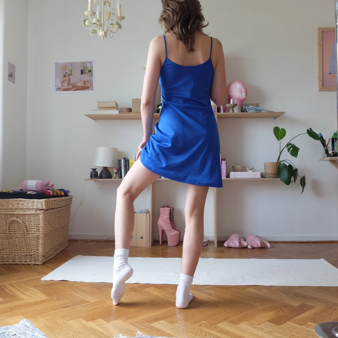 kornblå kortklänning - 90