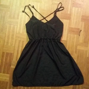  - Tunn glansig klänning från Nelly i en stl S. Axelbanden korsas i ryggen. 40kr. Frakt: 9kr.