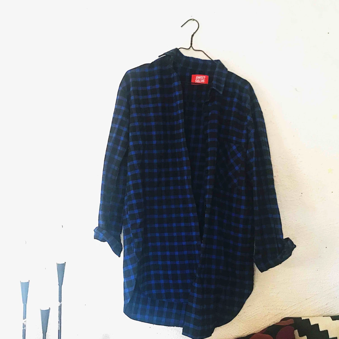 Blå rutig skjorta Sweet - 90