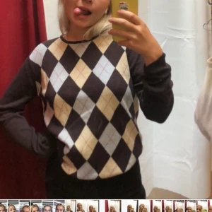 brun argyle tröja, S  - 100% ulltröja. storlek 38!  lämna ett bud