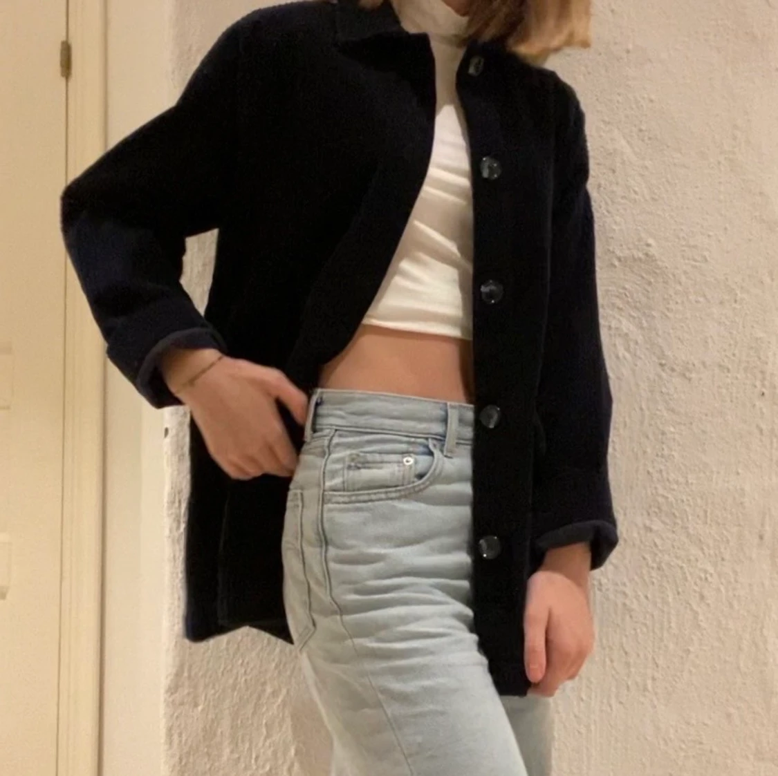 Mörkblå Manchester-jacka