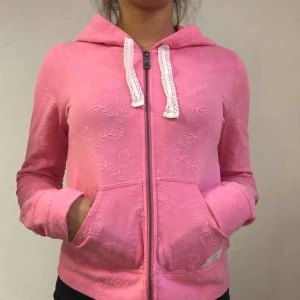  - Rosa oddmollyhoddie med dragkedja. Frakt ingår! 