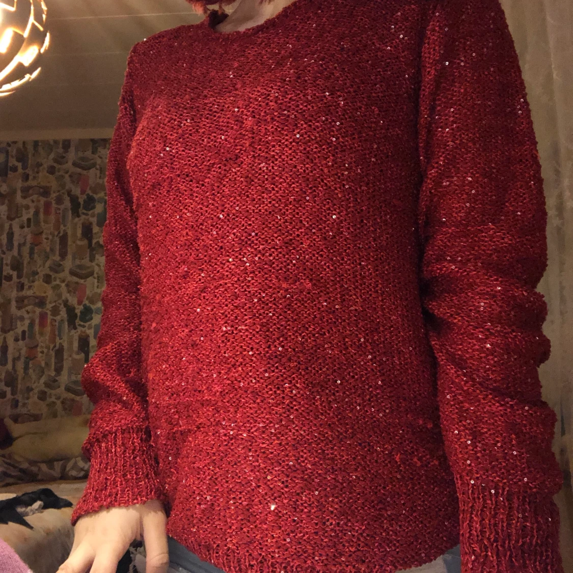 röd sweater/stickad tröja 