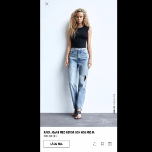 zara jeans - säljer dessa super snygga jeans från Zara i storlek 32, säljer pågrund av att jag beställde både 34 och 32 och bestämde att ha kvar 34 då dom passade bättre🌺. Nypris 399, helt nya med prislapp på‼️säljes billigt på grund av att jag vill bli av med dom