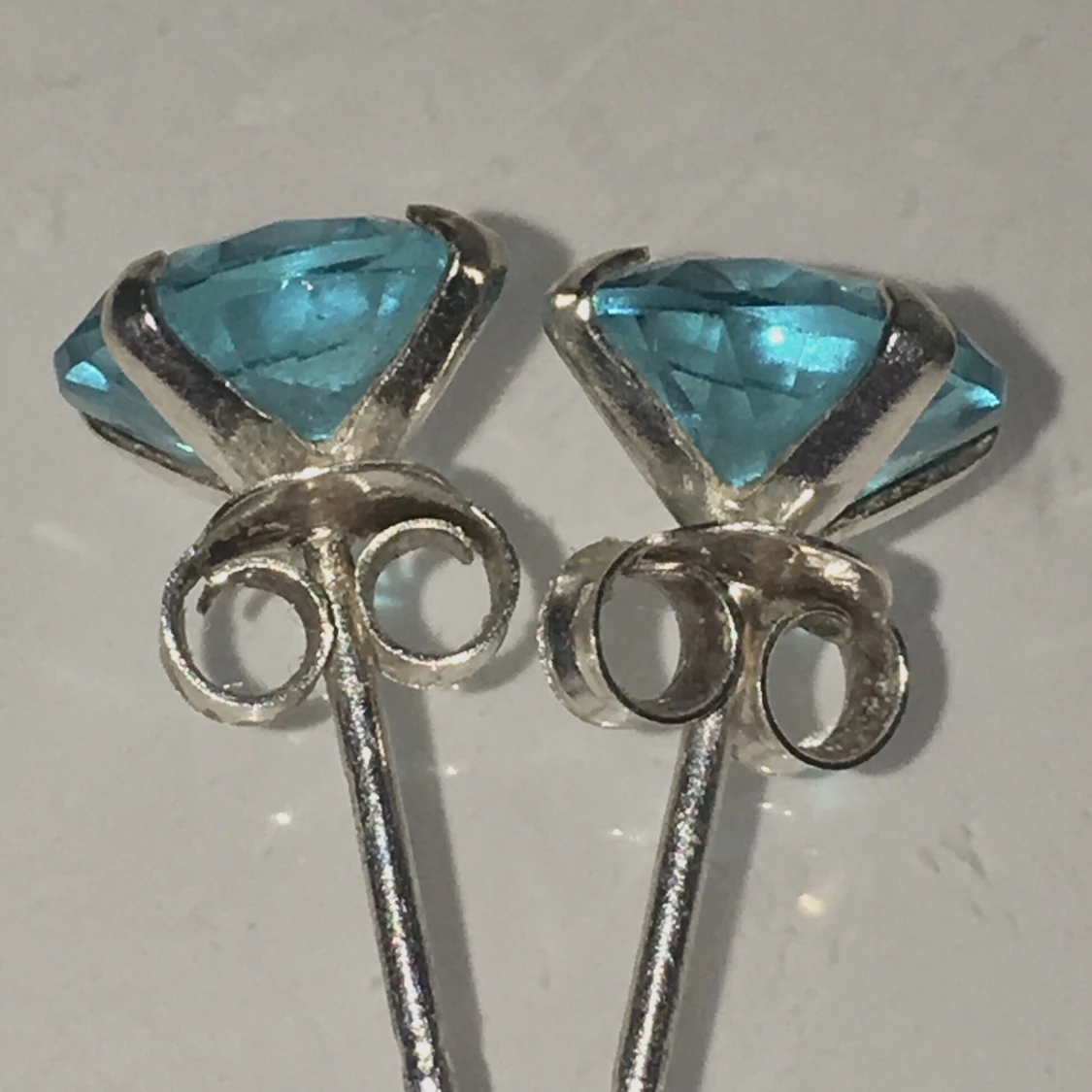 Äkta silver, blå stenar. - 90