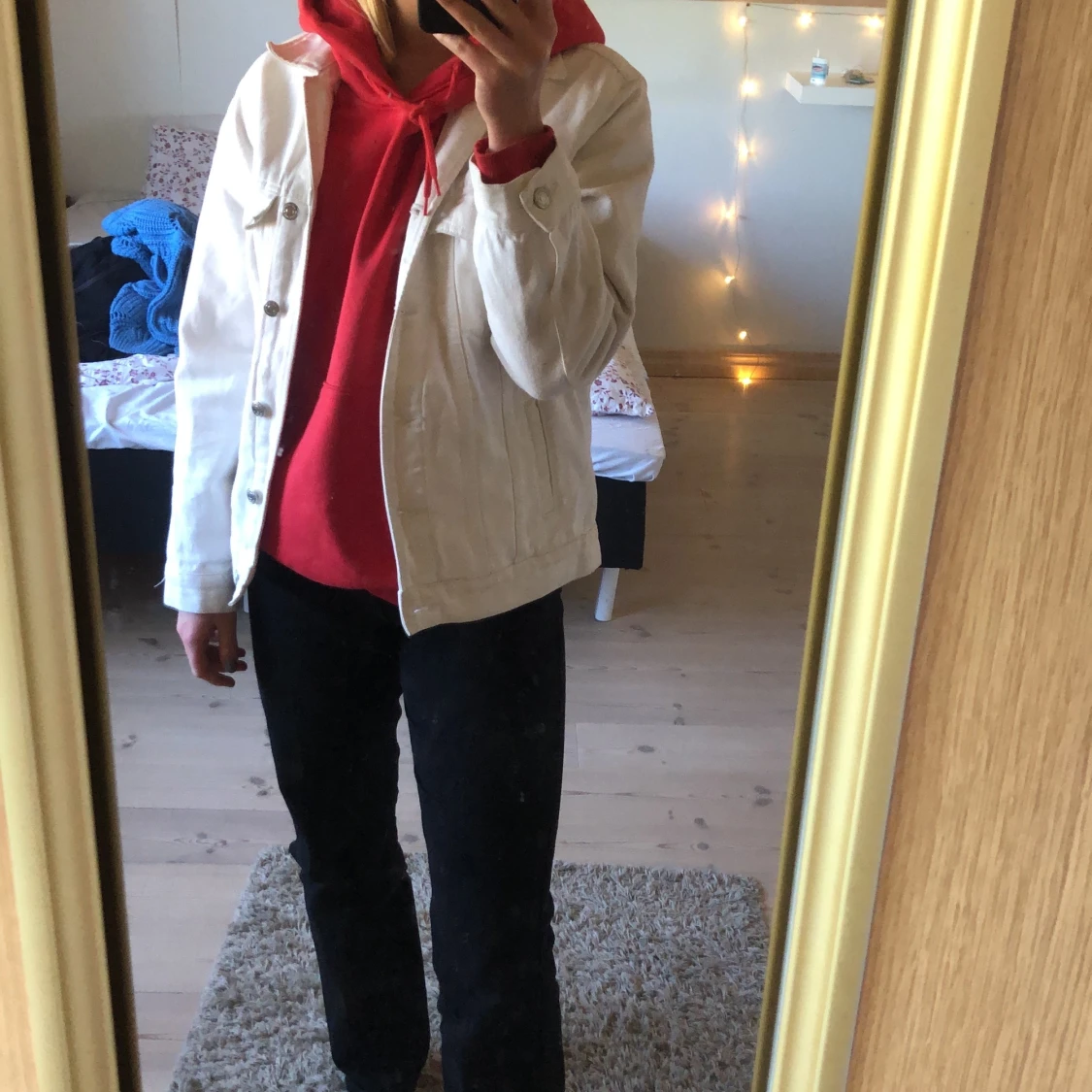 Vit oversize jeansjacka  - 90