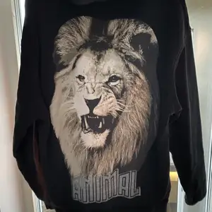 Ascool oversized svart hoodie med ett lejon på baksidan och silvrig text från Nydén. 😋