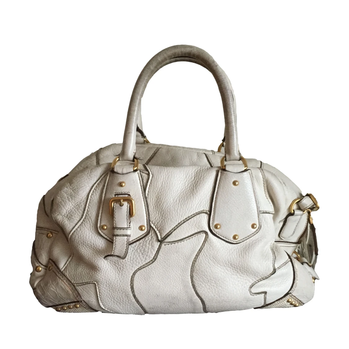 PRADA Bianco Cervo Patch Bauletto Bag - 90