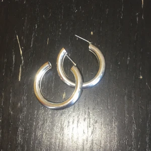 Silver örhängen ring - Silvriga örhängen från H&m. OBS har jättesmå öron så örhängena ser större ut. Säljer pga för mycket smycken. Nypris ca 20:- 